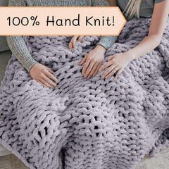 Chunky strikket tæppe, plaid, 100% håndstrikket med jumbo chenille garn (127 X 152,4 Cm, lilla grå) Senge og tæpper Adyrescia