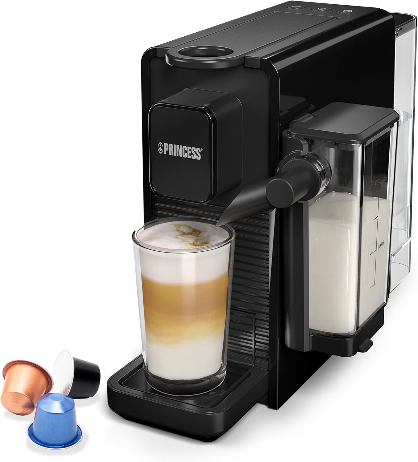 Espressor multicapsule Princess 4 în 1 – 1450 wați, capsule, păstăi, cafea măcinată, fără BPA, 249450, 01.249450.01.001, negru, argintiu