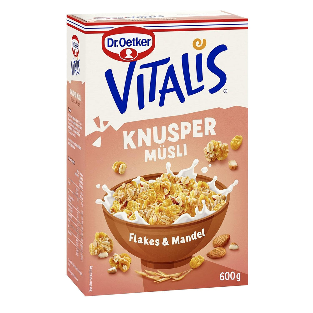 Dr. Oetker Vitalis Crunchy Flakes: Crunchy müsli med cornflakes og mandelstykker, pakke med 5 (5 x 600g)