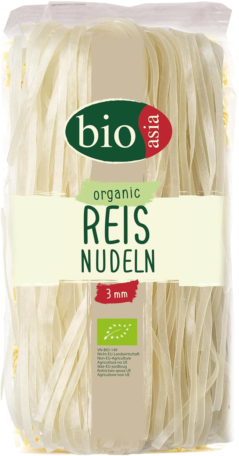 BIOASIA økologiske risnudler, 100 % økologiske rismel asiatiske nudler, glutenfri og vegansk, 1 x 200 g