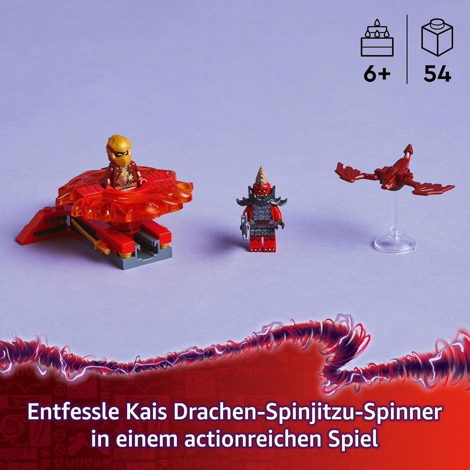 LEGO NINJAGO Kais Drage Spinjitzu Spinner - Action Ninja Legetøj med 2 Minifigurer - Lille legesæt til børn - Gaveidé til drenge og piger fra 6 år og opefter 71823 Byggesæt Besuche den LEGO-Store