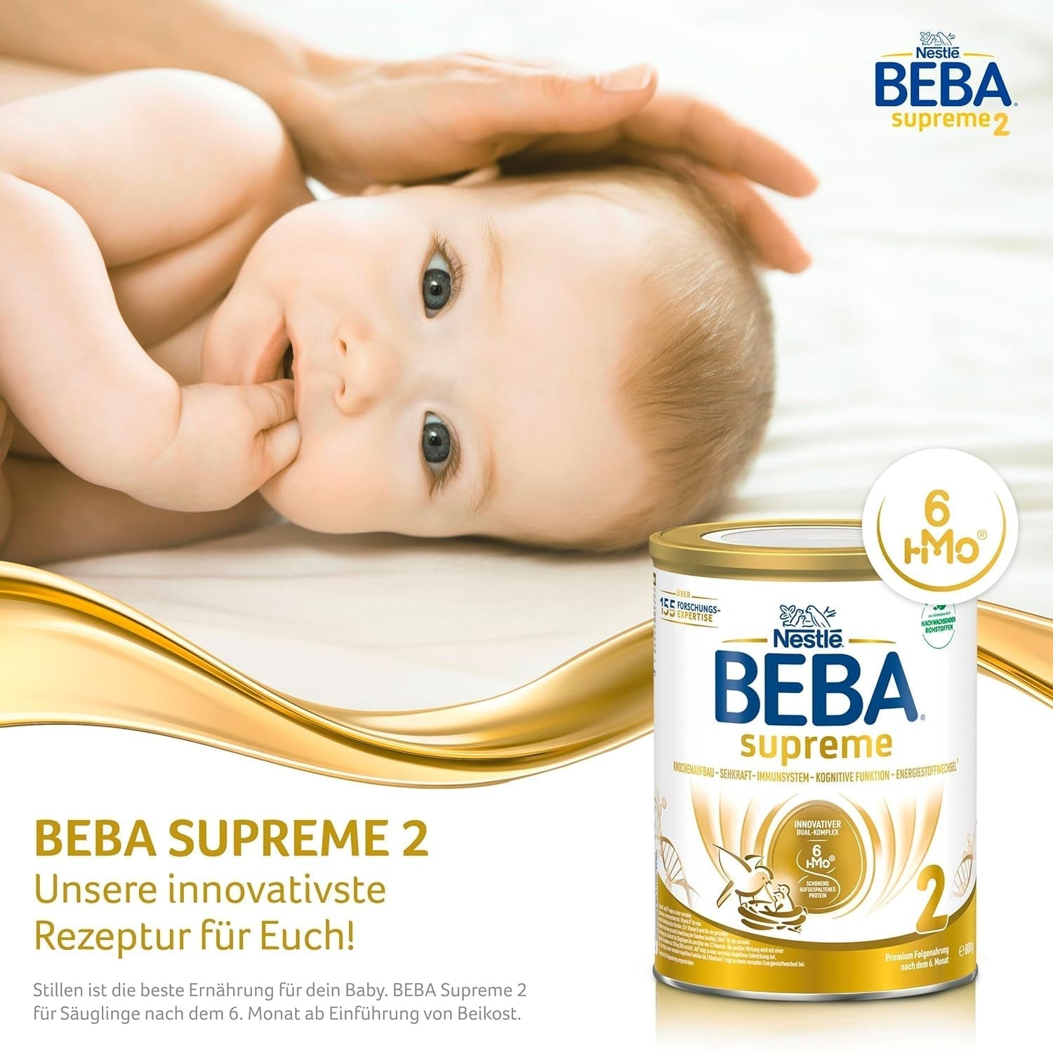 BEBA SUPREME 2 Tilskudsmælk efter 6 måneder, kun laktose, palmeoliefri, 6 stk. (6 x 800 g) Naty Shop