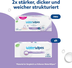 WaterWipes Sensitive+ Soothing Clean 360 stk (6 pakke) 3-i-1 rensning, pleje og beroligende 99 % vand med planteekstrakt uparfumerede babyservietter