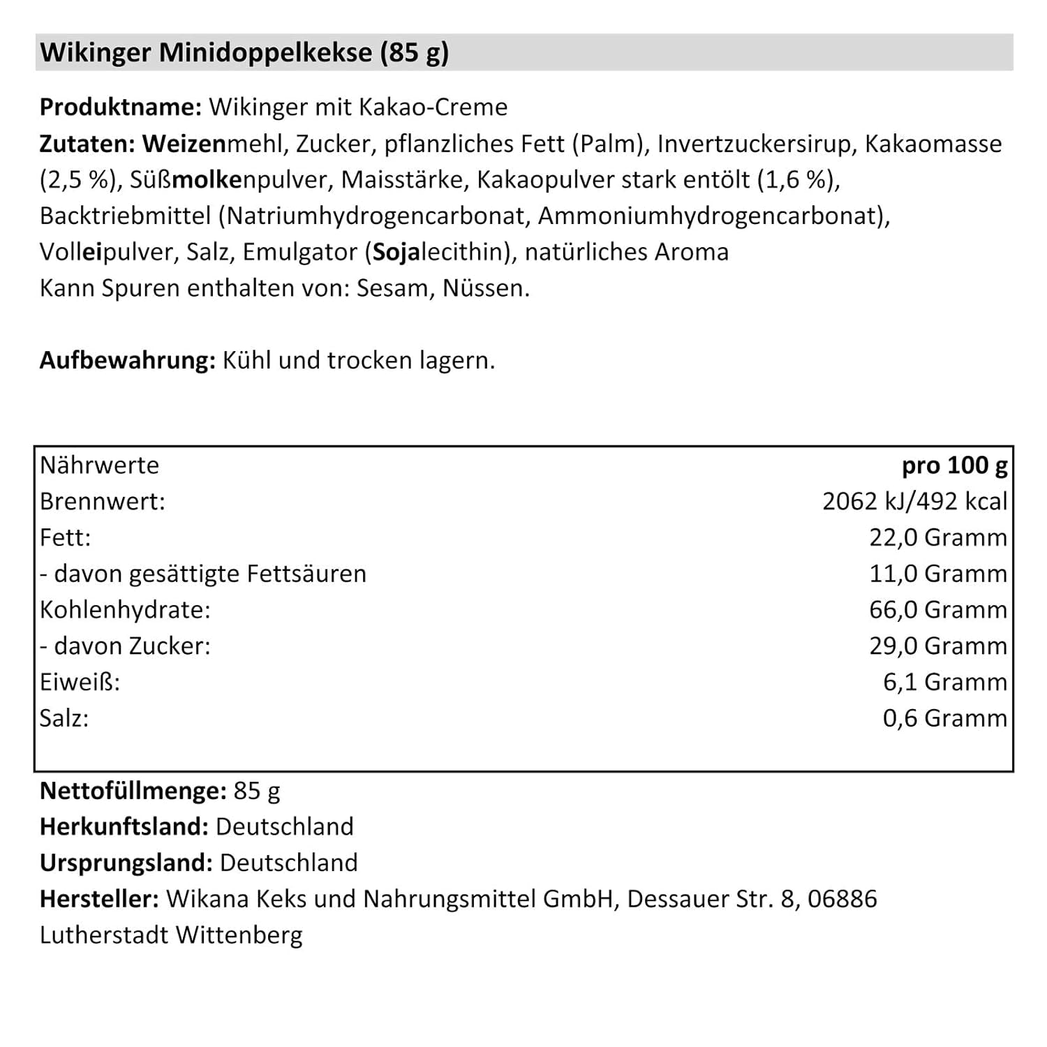 Viking cu cremă de cacao, 85 g