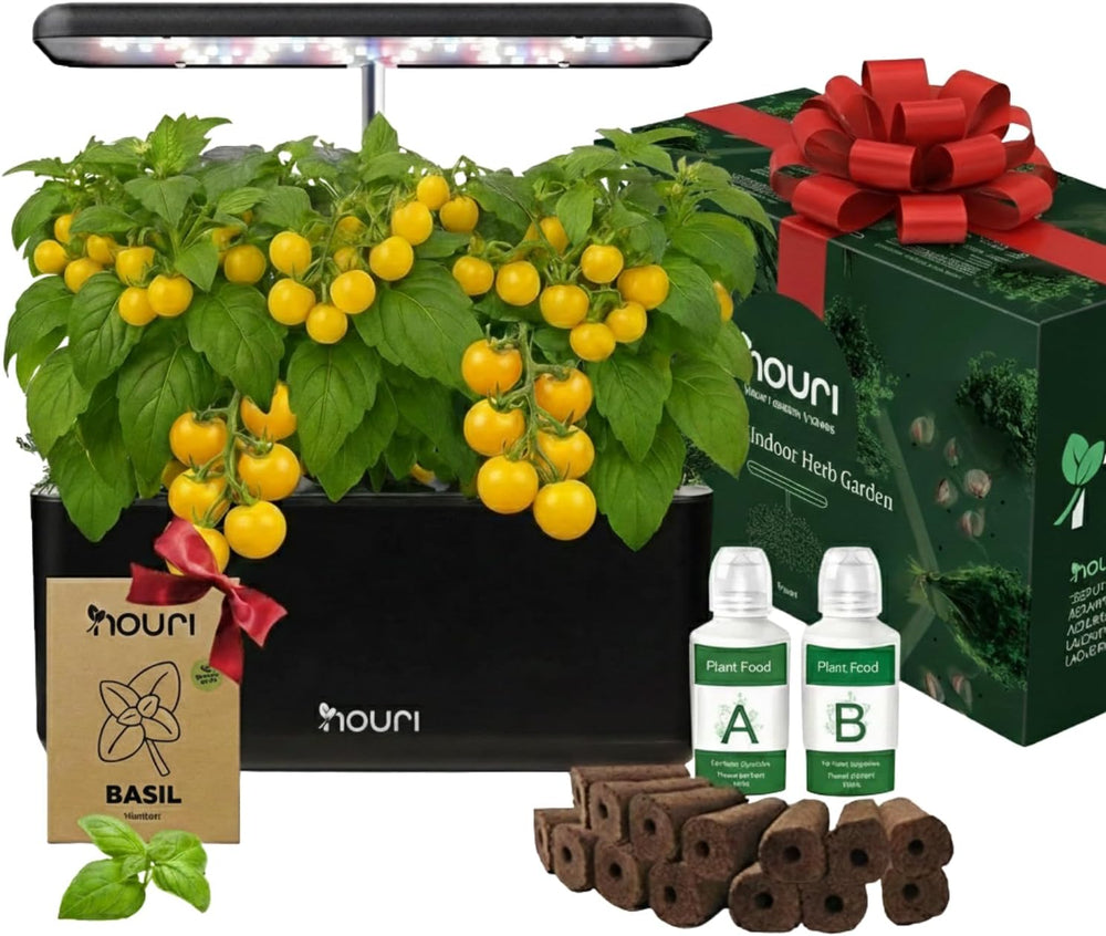Ny 7 Bridge + Heirloom Basilikum | Smart Have til hjemmekokke | Hydroponisk dyrkningssystem | LED Grow Lights | Indendørs urtehavesæt til planteelskere og gartnere, hvid