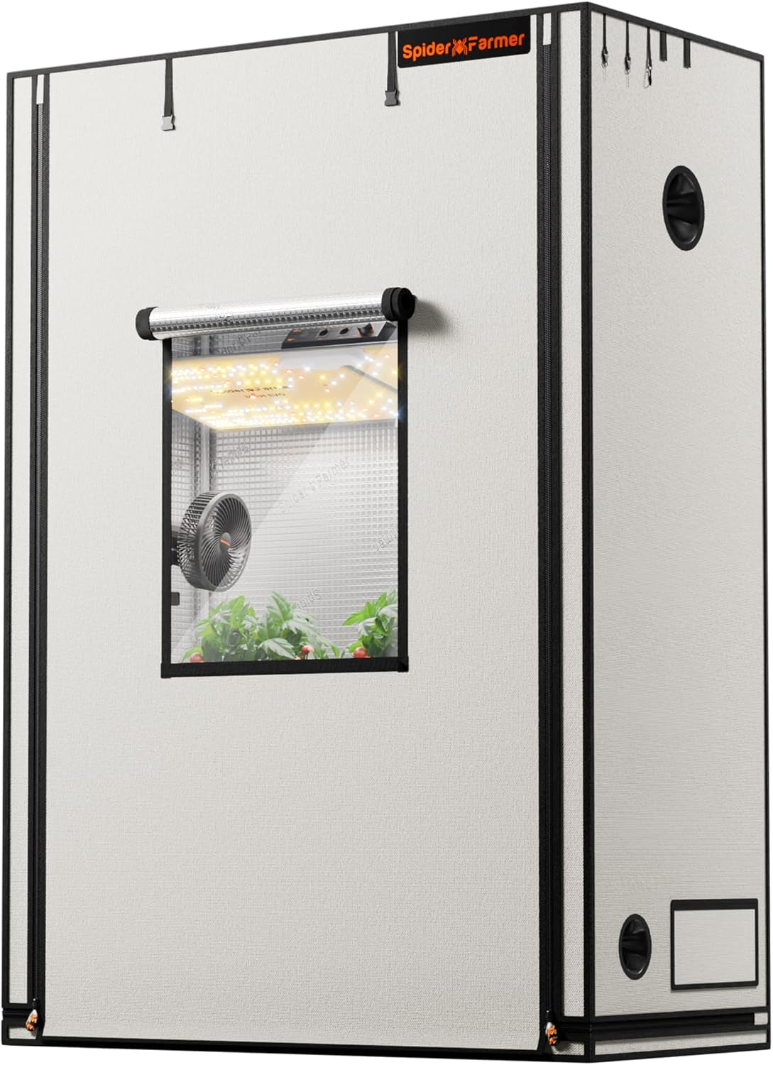 Spider Farmer Pro 70x140x200cm voksetelt med rulledør, observationsvindue, aftageligt gulvpanel, Mylar 2000D stof, til indendørs hydroponics med SF4000, G4500, SE4500