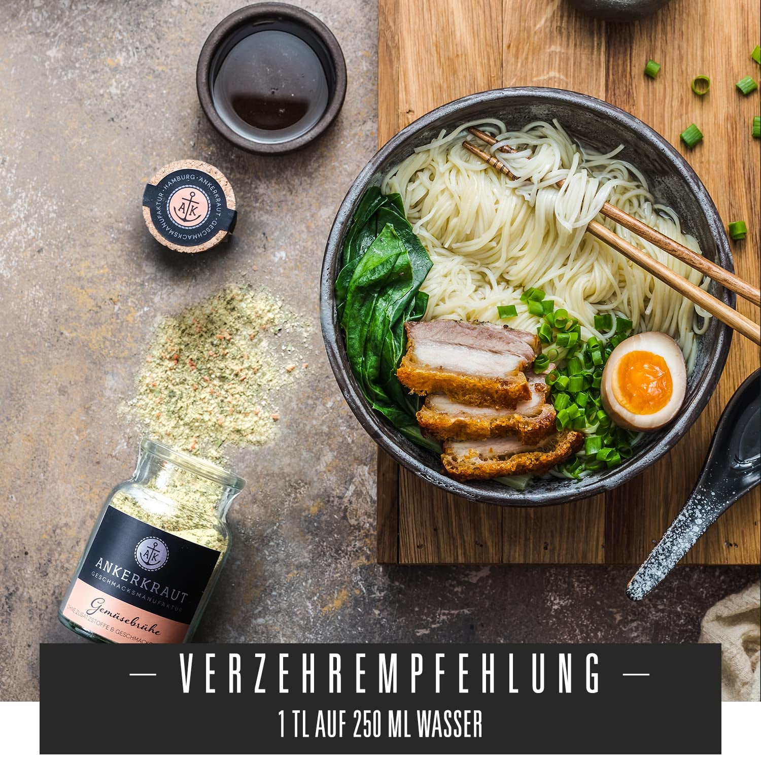 Ankerkraut Gemüsebrühe, ohne Gemsckverstärker, ohne Zucker, 90g i korkglas, Mischung würzender Ingredient für Brühe