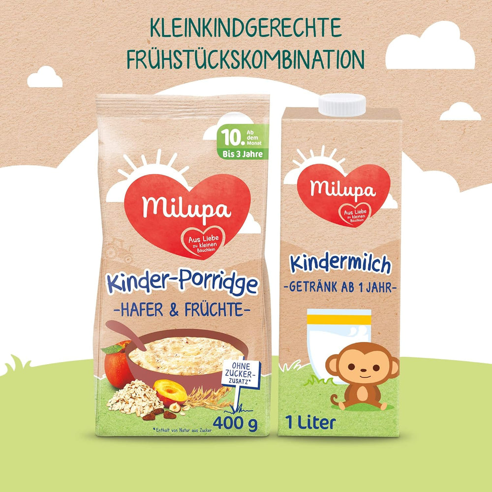 Milupa babygrød - havre- og frugtgrød 10 måneder til 3 år babymad 1 x 400 g (pakke med 2)