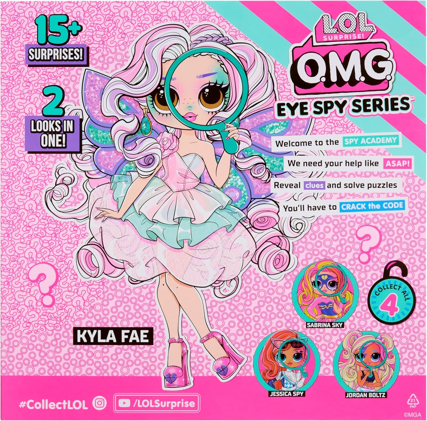 LOL Surprise! Seria OMG Eye Spy - Zână – Include 1 păpușă cu ținută și accesorii, rezolvare de puzzle-uri și descoperire surpriză, 4 păpuși de colecție