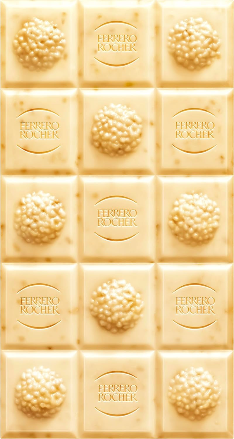 Ferrero Rocher Bar - Hvid chokolade med hasselnød - Valentinsdagsgave til ham og hende - 1 chokoladebar x 90 g