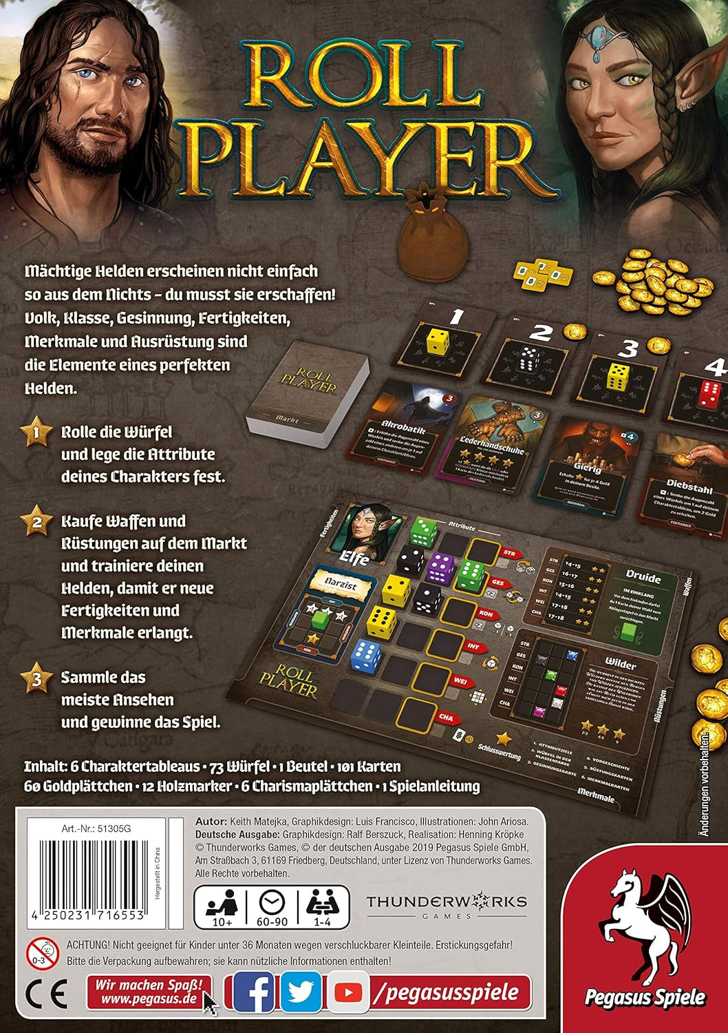 Pegasus Spiele 51305G - Roll Player (tysk udgave), farvet