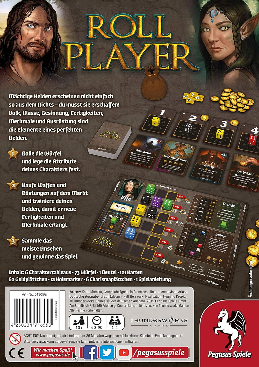 Pegasus Spiele 51305G - Roll Player (tysk udgave), farvet