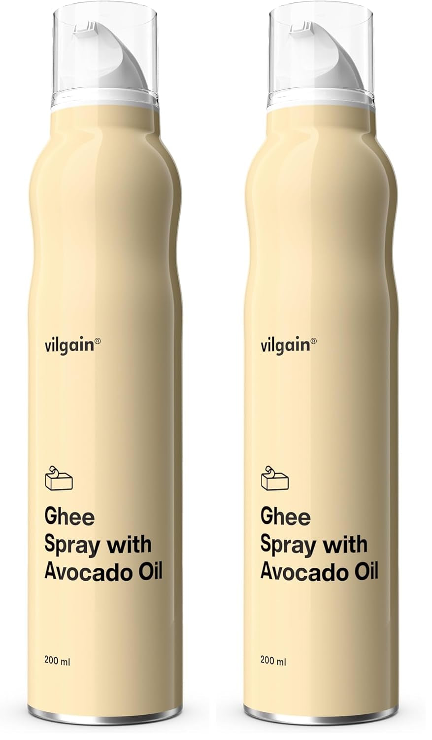 Vilgain Ghee Spray med Avocadoöl | Laktosefri, zum Kochen & Backen | Rauchpunkt 195°C, herzgesund, BRC-zertifiziert | Ideel til laktosefølsomme mennesker Geschmacks-Harmonie, 200ml