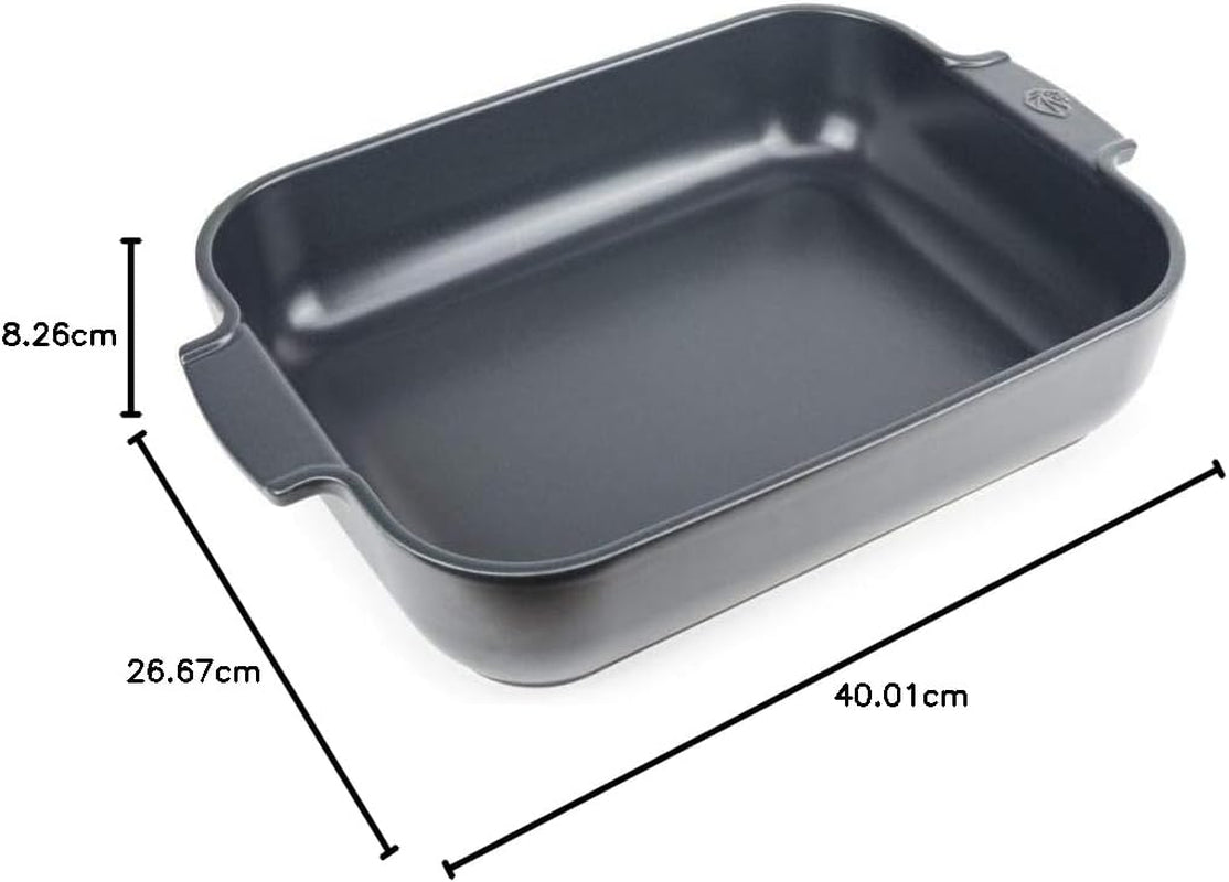Peugeot Appolia Rechteckige Auflaufform Mit Griffen, Keramik, Schiefer / Grau, 8,3X40,5X27,2 Cm, Fassungsvermögen: Ca. 4 L, 60022 Forme og bakker til bagning Naty Shop