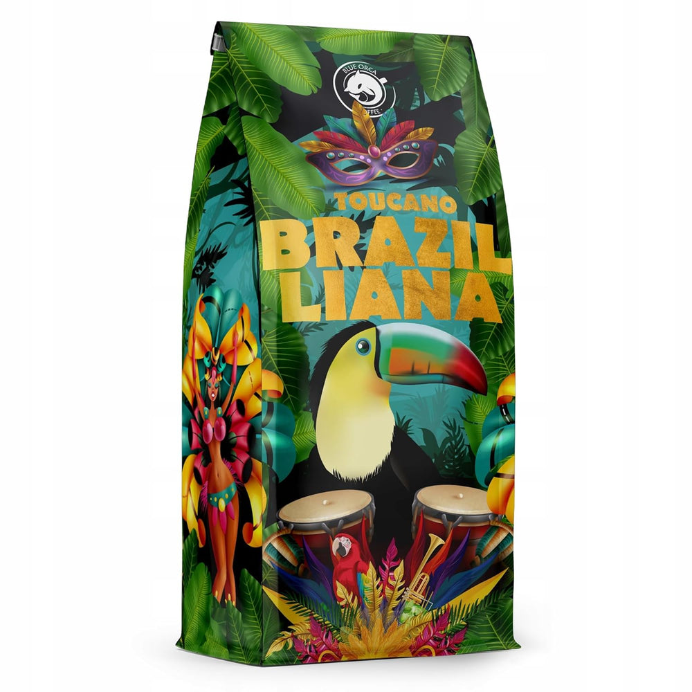 Cafea măcinată Brazilliana Toucano 1 kg | 100% Arabica | cu note de nuci, ciocolată și stafide | prăjire medie, aciditate scăzută | pentru espressoare | Blue Orca Coffee Roastery