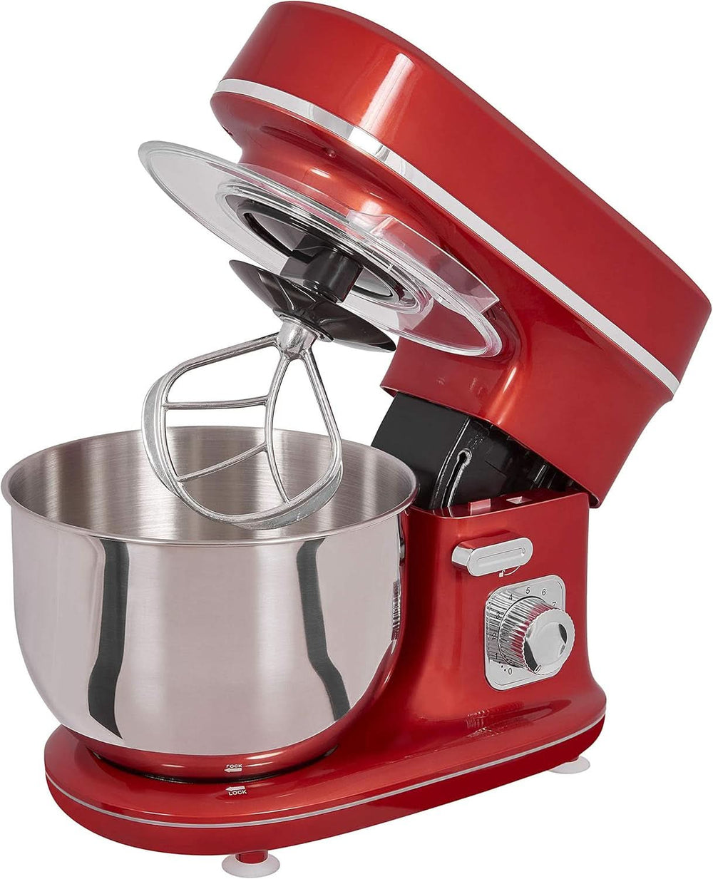 GUTFELS Küchenmaschine KM 8102 Roi | Küchenmaschine |1200 Watt | Schneebesen | Rührhaken | Knethaken | 10 Stufen | Rot | 5 L Schüssel Mor og Barn Naty Shop