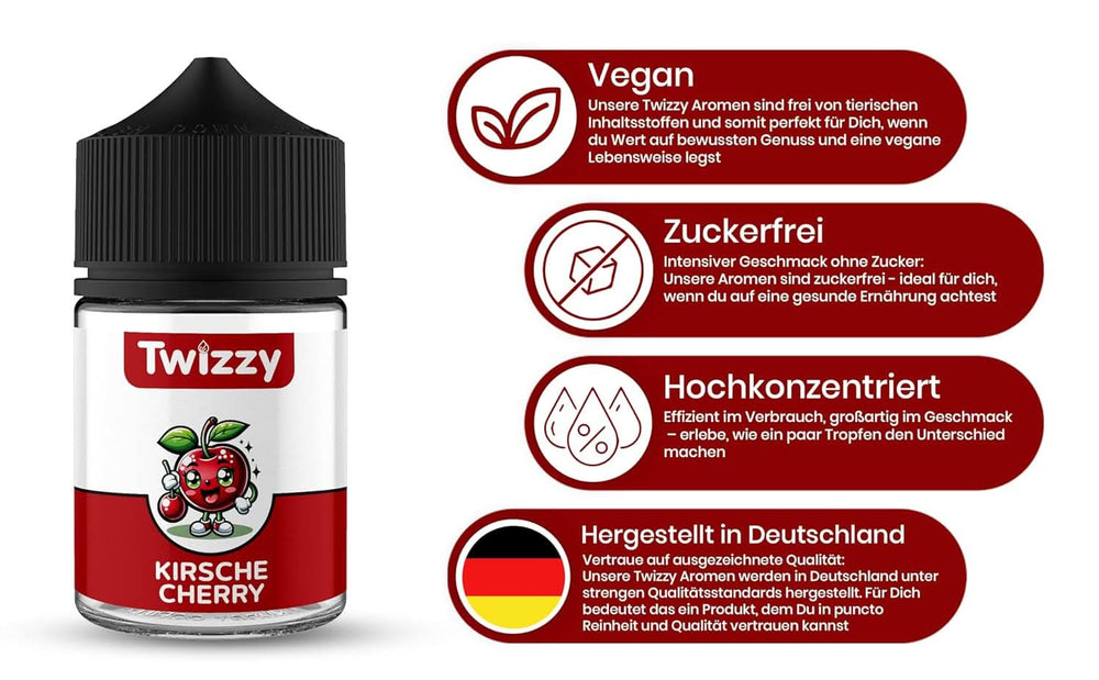 Twizzy Cherry mad smag - 60 ml - Intens smag - Ideel til bagning Aromas Naty Shop