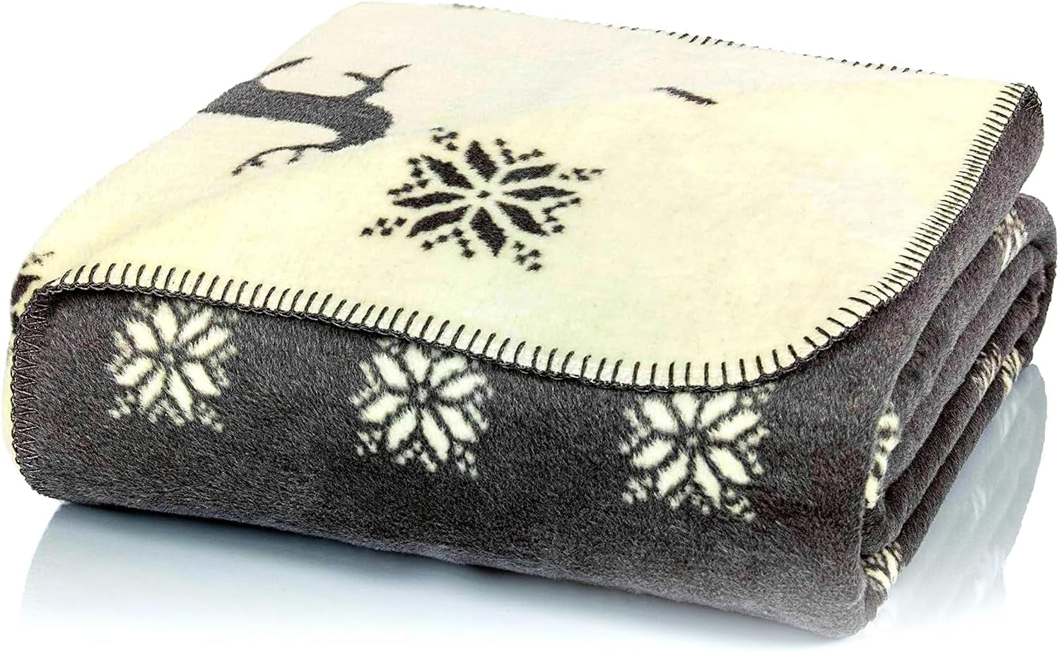 Glat Grå-Beige Rensdyrtæppe XL 150X200 Cm, Blødt og Varmt Uldtæppe som Sofatæppe, Sofa- og Sengetæppe, Overtræk - Ærmeløs. Ideel til sofaen og børneværelset Senge og tæpper Glat Standard titel