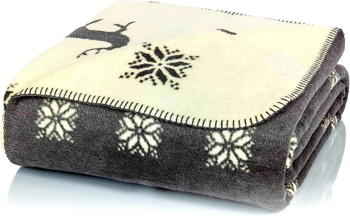 Glat Grå-Beige Rensdyrtæppe XL 150X200 Cm, Blødt og Varmt Uldtæppe som Sofatæppe, Sofa- og Sengetæppe, Overtræk - Ærmeløs. Ideel til sofaen og børneværelset Senge og tæpper Glat Standard titel