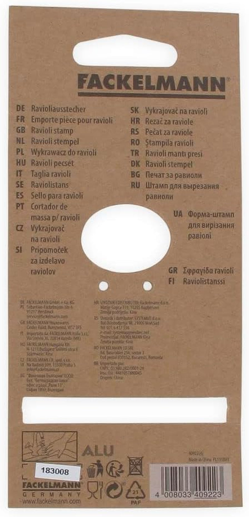 Fackelmann 40922 Formă pătrată pentru ravioli, 6,9 x 6,9 x 7,5 cm