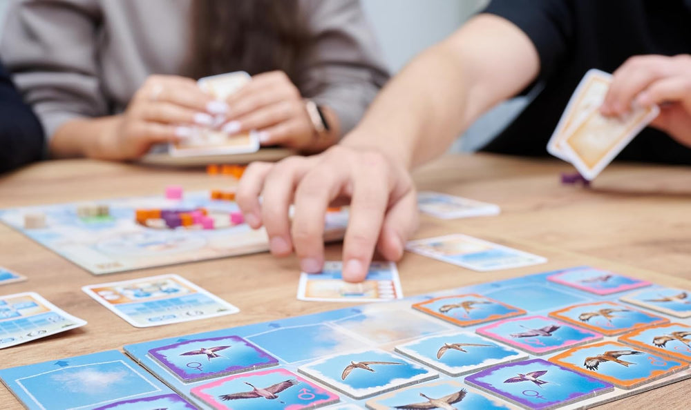 Zoch Above the Clouds - et strategisk trækfuglevæddeløb med manøvrekort, interessante flyformationer, smart timing, et brætspil for strategientusiaster og familier, børn og voksne fra 10 år og opefter