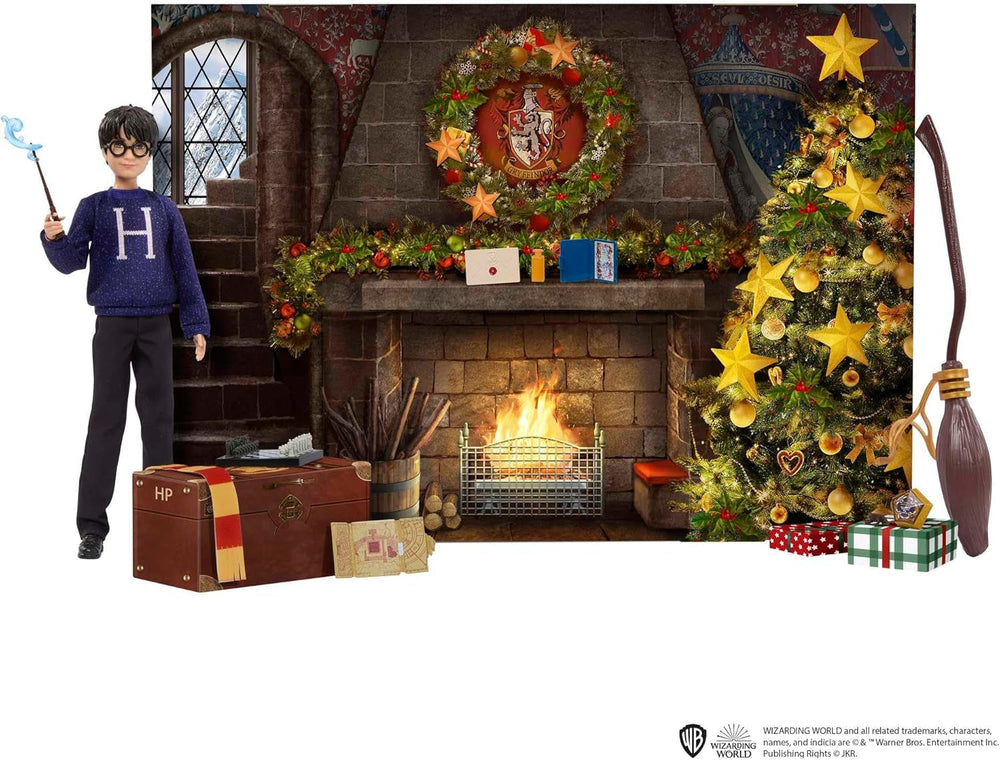HARRY POTTER Gryffindor adventskalender - 24 historier, magiske overraskelser, Hogwarts fællesrum, naturtro ansigt, for fans fra 6 år og opefter, HND80 Naty Shop Dolls