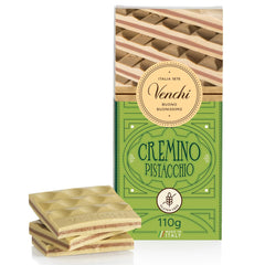 Venchi - Cremino Pistachio Bar, 110g, mælk og hvid chokoladebar med pistaciepasta, tre-lags opskrift med middelhavssmag, glutenfri, ingen kunstige farver