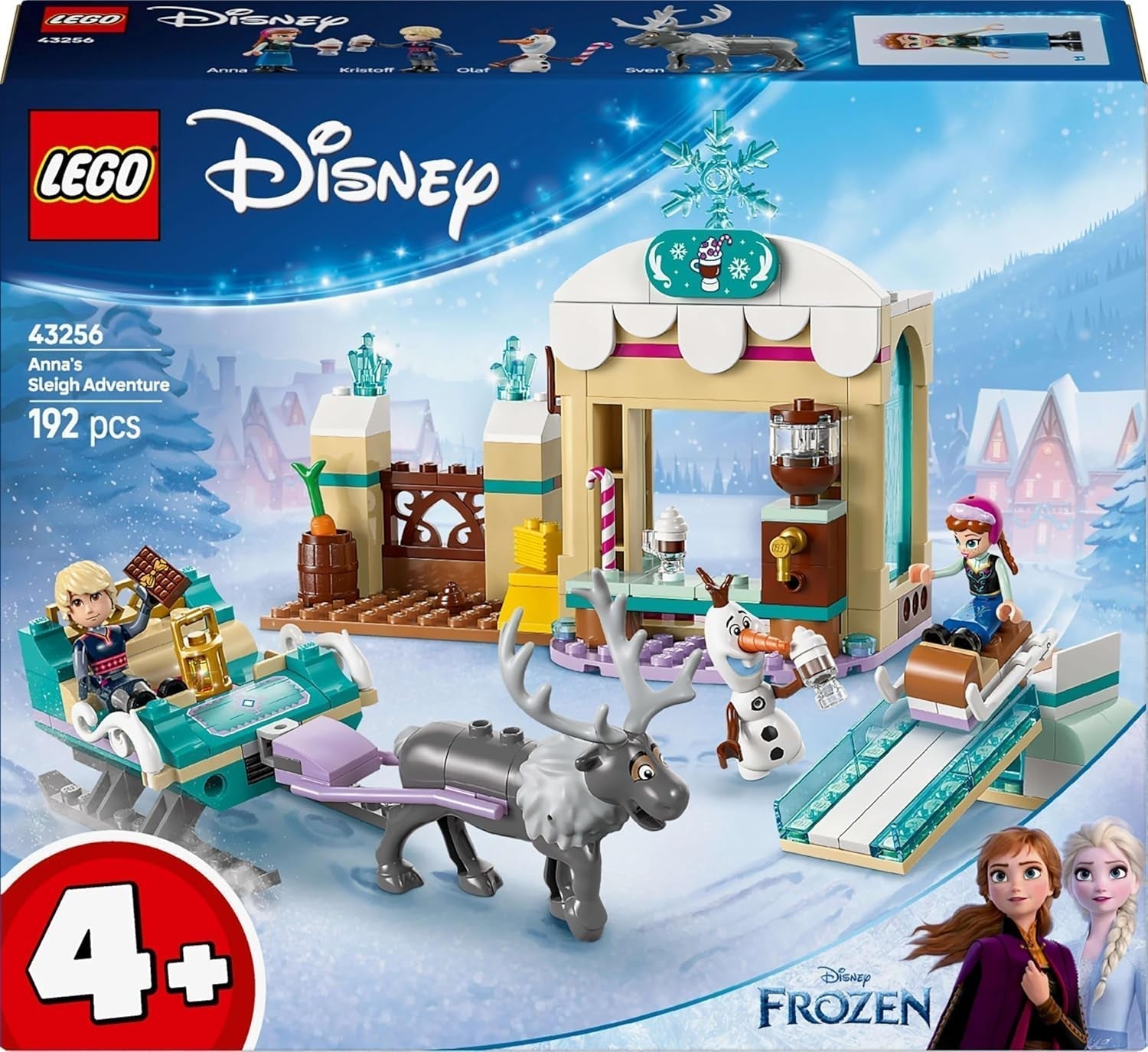 LEGO Ç€ Disney Frosne Annas slædeeventyr, byggelegetøj og fantasilegesæt, chokoladestativ med Anna, Kristoff, Olaf og Sven minidukker, prinsesselegetøj til piger fra 4 år 43256 Byggesæt Besuche den LEGO-Store