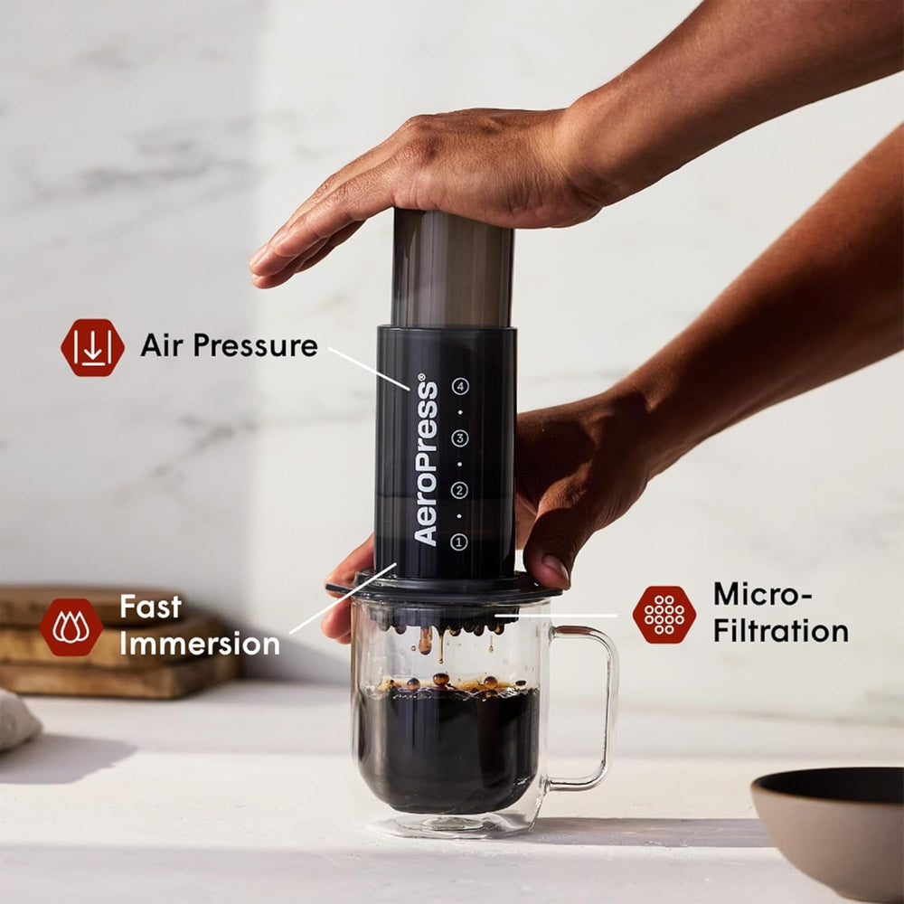 Aparat de cafea și espresso AeroPress Original, aparat de cafea portabil de nivel barista cu cameră, piston și filtre, aparat rapid de cafea și espresso