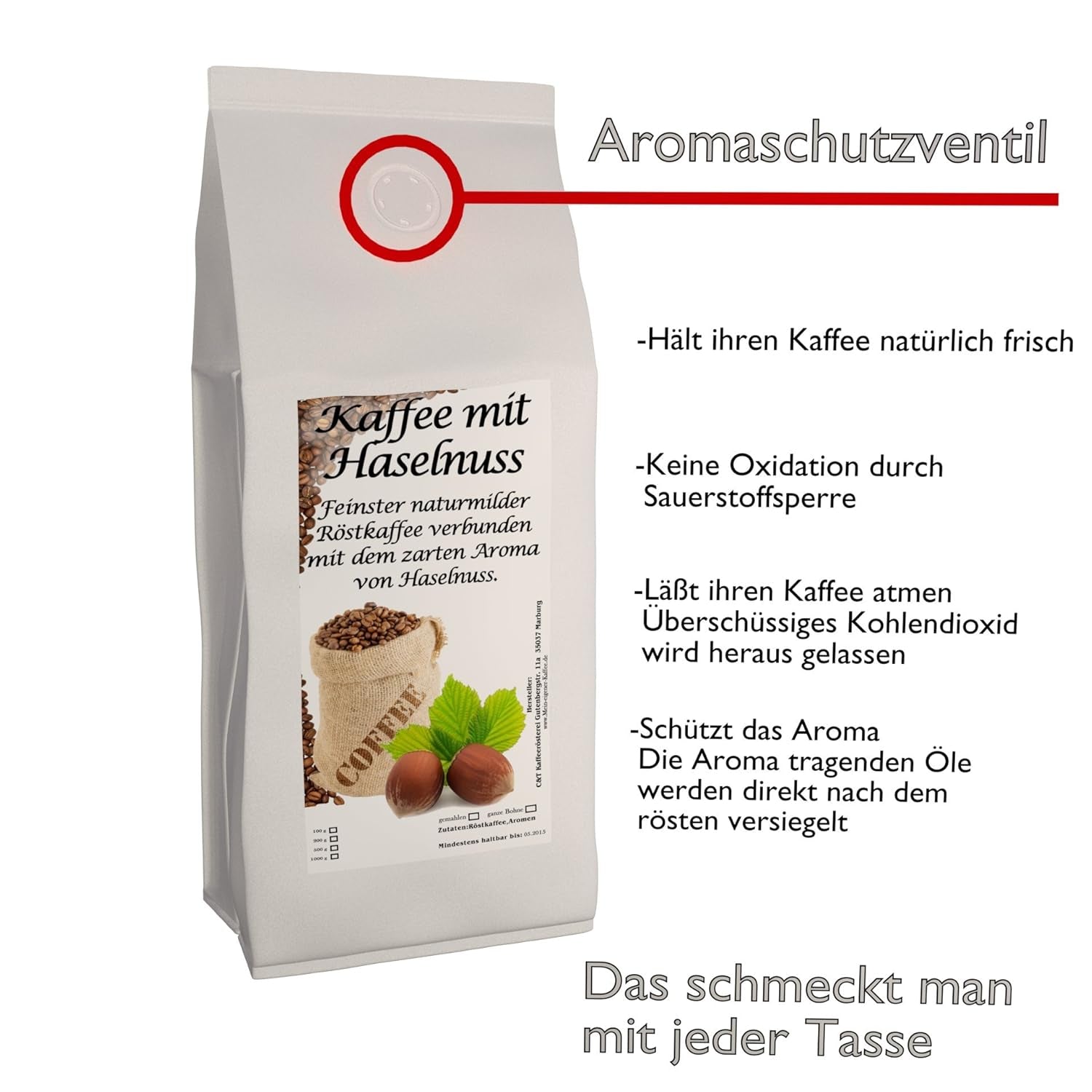 Cafea cu alune aromate, 3 boabe întregi de 1000 g