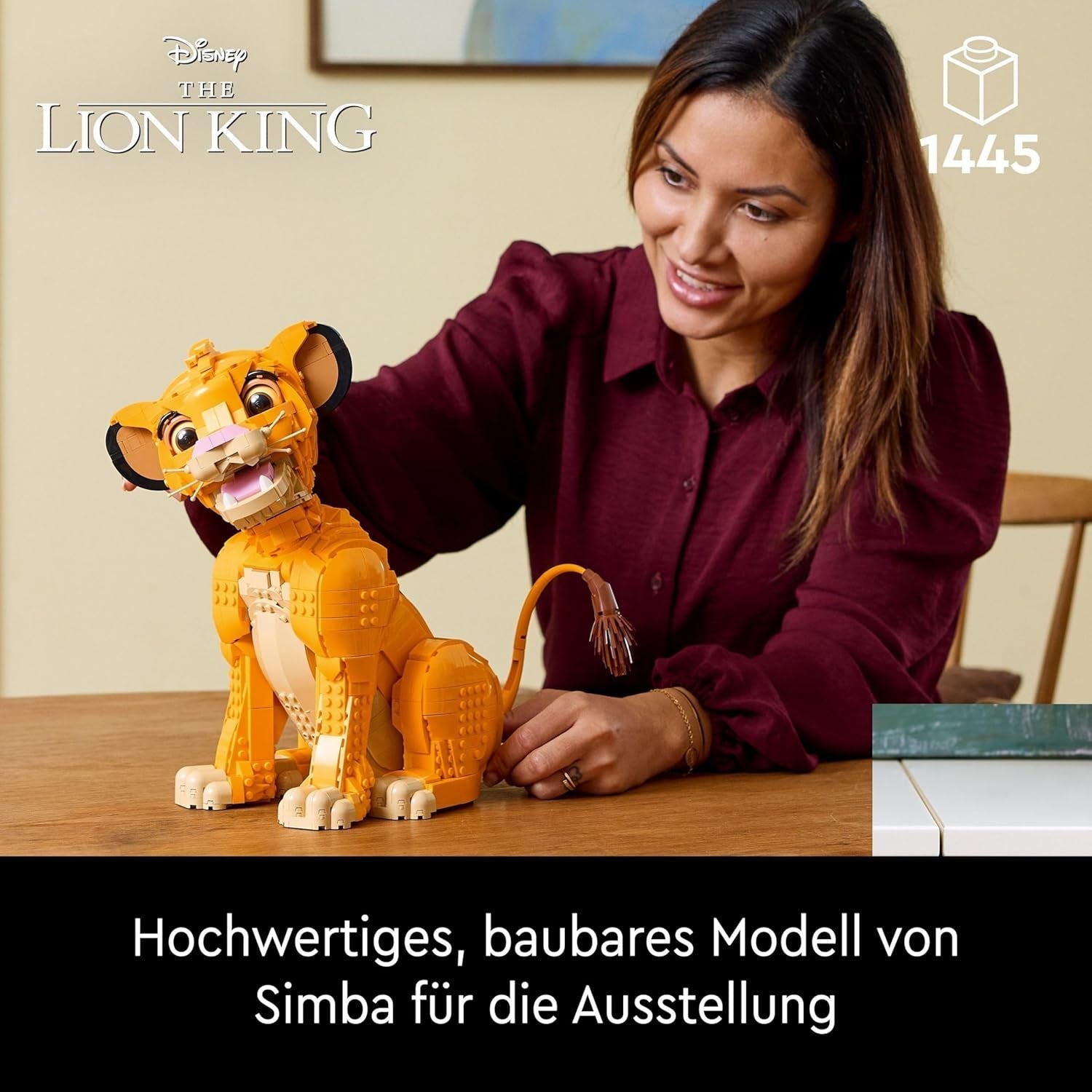 Lego Ç€ Disney Simba, den unge løvernes konge, byggelegetøj til samling med kreative dyrefigurer, afslappende aktivitet for voksne, gaveide til kvinder 43247 Byggesæt Besuche den LEGO-Store