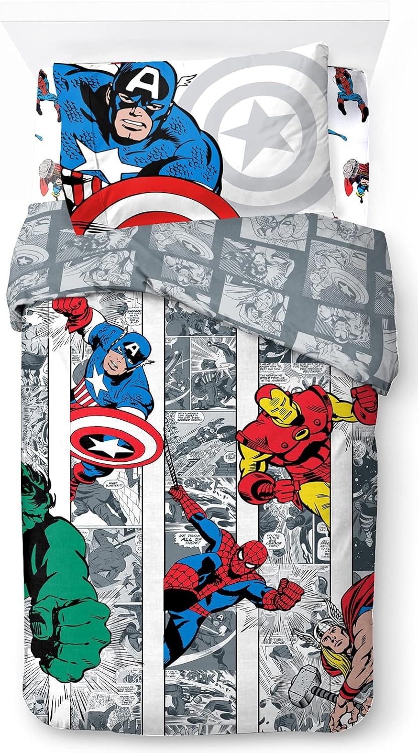 Sengetøj til børn, unisex, prinsesser og superhelte, 100% bomuld Sengetøj - børn Naty Shop Multicolor - Avengers 135X200/50X70 (3 stk.)