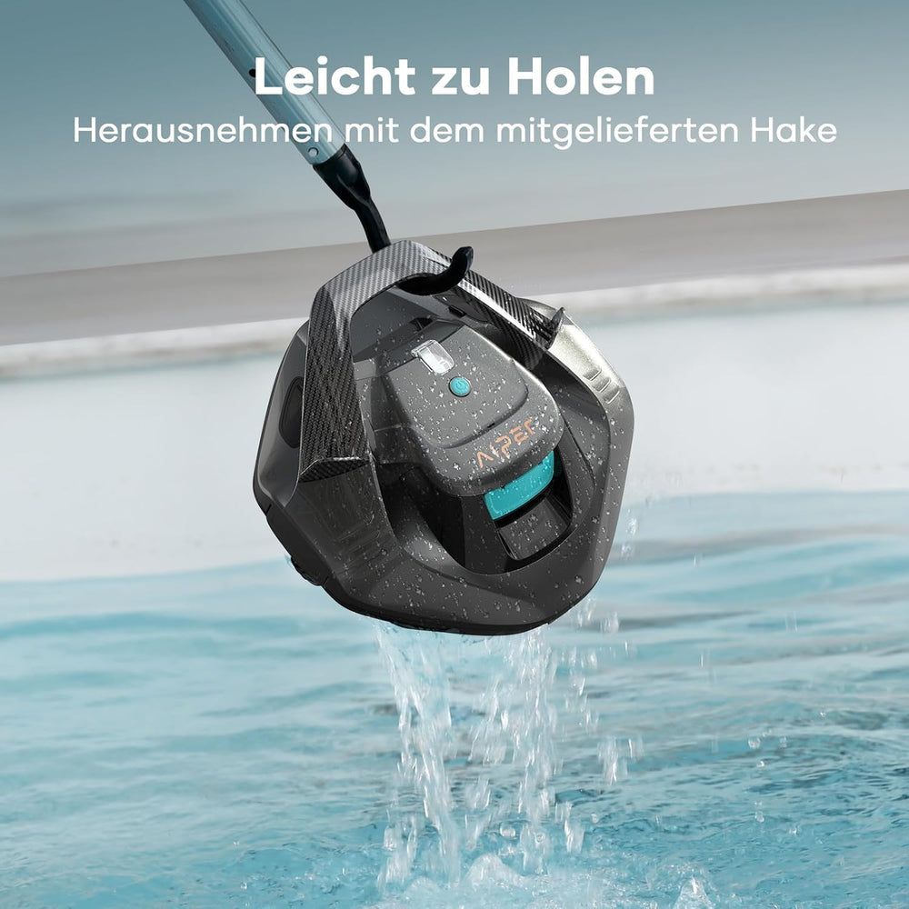 AIPER poolrobot, ledningsfri poolrens med batteri, 90 minutters køretid, automatisk parkering, dobbeltdrevsmotorer og LED-indikatorer, ideel til pools med flad bund på op til 80 m²