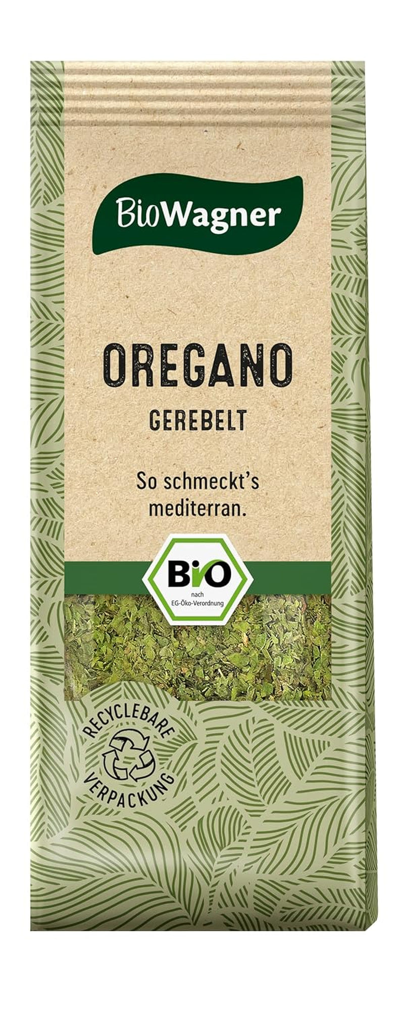 BioWagner - Bio Oregano Gerebelt | Middelhavsnoter til Pizza, Pasta eller Fleischgerichte | naturbelassene Bio-Zutaten | genanvendelig emballage | 10 g