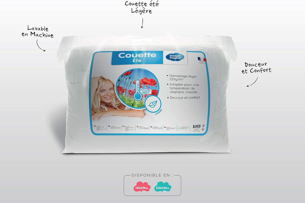 SWEET NIGHT - Plapumă de vară 220G/M² | 140X200 Cm | Subțire și ușoară | Moale și confortabilă | Lavabilă | Plapumă 100% microfibră Plapumi si pilote Naty Shop