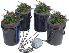 VEVOR DWC Hydroponic Grow System Dryp Pot Kit Hydroponic Grow Systems Dybvandsdyrkning 4 20L spande med luftpumpe Luftsten og vandstandsindikator til grønne bladgrøntsager