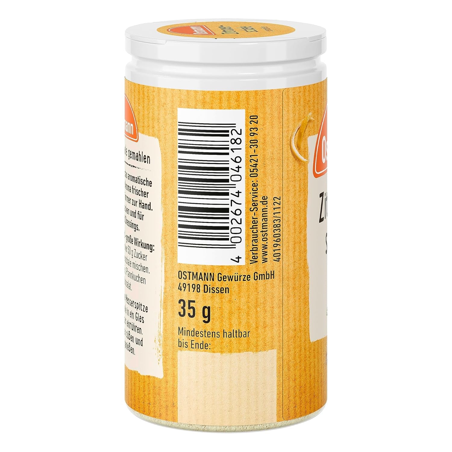 Ostmann Gewürze – Zitronenschale, gemahlene Schale für ein frisches Zitronen-Aroma, zum Backen oder Verfeinern von Soßen, Dressinger & Desserts, veganske, 35 g (Verpackungsdesign kann abweichen)