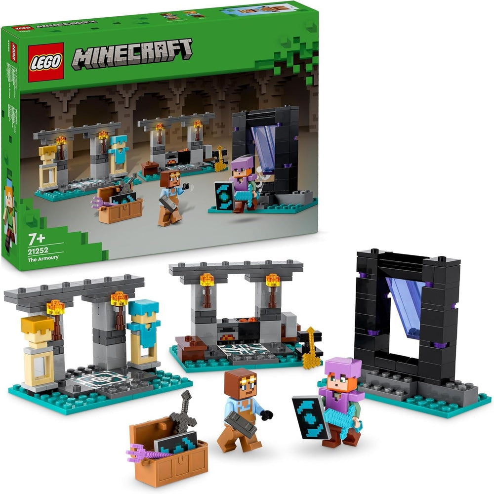 LEGO Minecraft The Armory Legesæt med heltefigurer, legetøjsvåben og Alex-figur, actionlegetøj til drenge og piger, gave til spillere og børn 7 år 21252 byggesæt Besuche den LEGO-Store Single