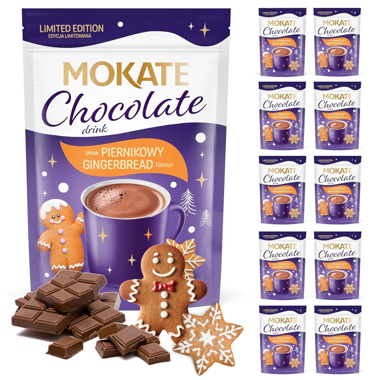 MOKATE® Mørk varm chokolade - 1 pakke 180 gram - 10 poser Kakao og varm chokolade Naty Shop Cinnamon - 10 poser