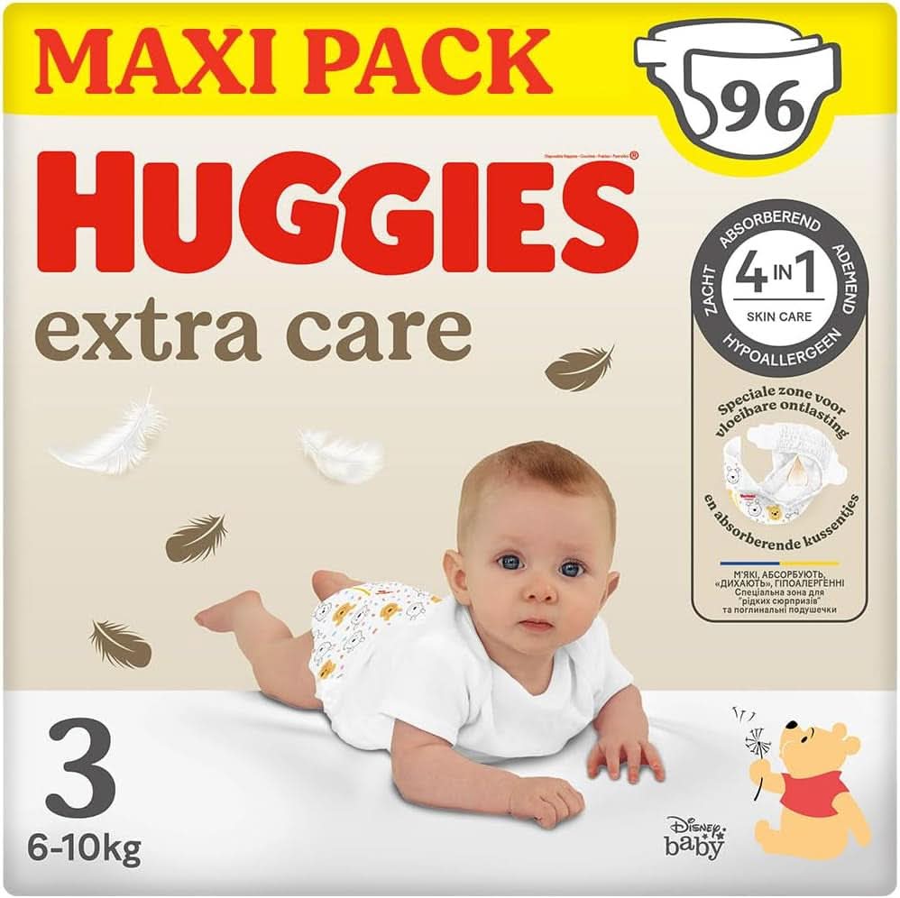 Huggies Extra Care bleer, str. 3 (4-9 kg), pakke med 96 Mother and Child Naty Shop