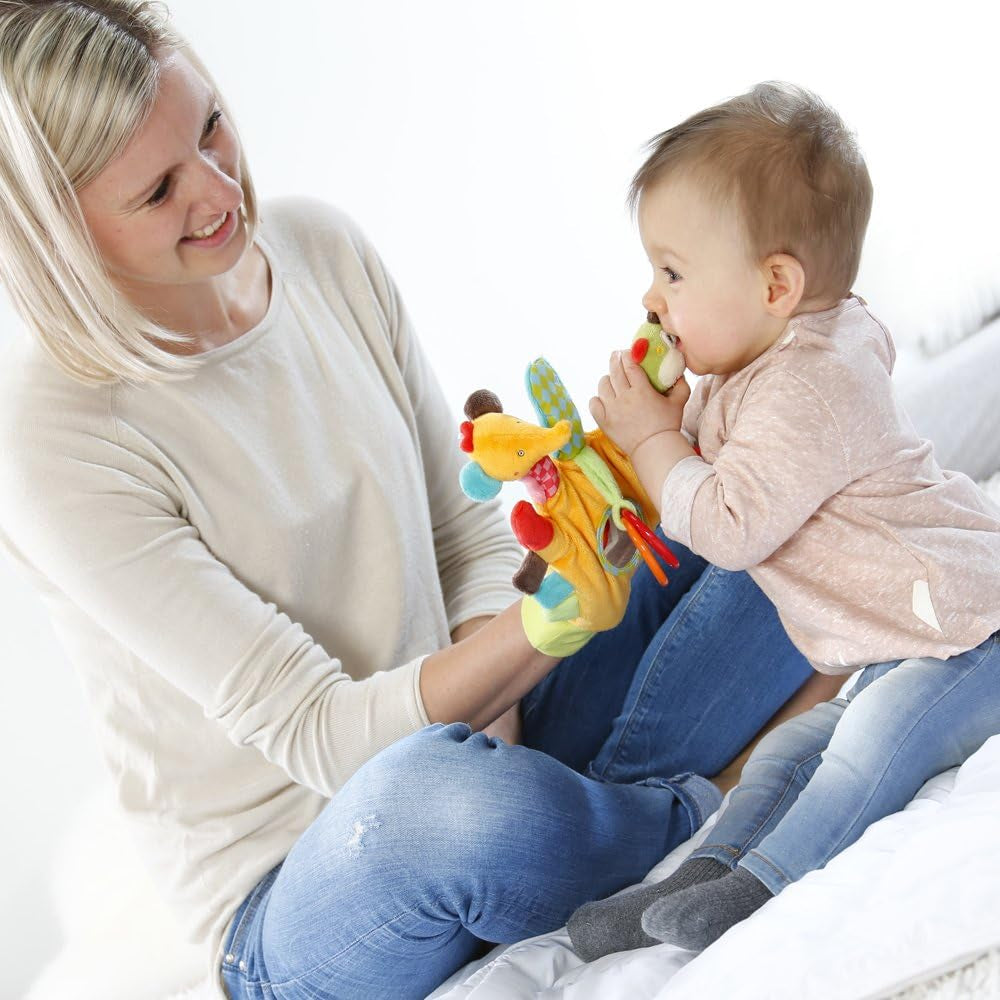 Fehn play glove safari - păpuși pentru degete pentru copii maimuță și elefant & șosete cu clopoței pentru copii unicorn - șosete pentru copii cu funcție de clopoțel și cap de unicorn - stimulează abilitățile motorii și simțurile Jucarii Bebe Naty Shop