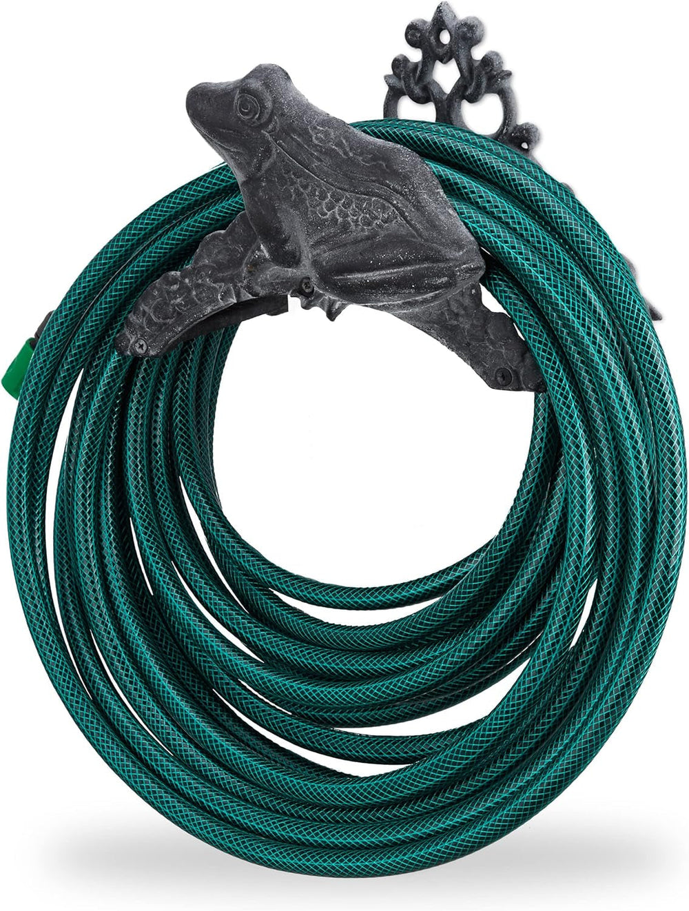 Suport furtun de grădină Relaxdays, fontă, design broască, nostalgic, suport furtun, ÎxLxA: 19 x 27 x 17 cm, gri