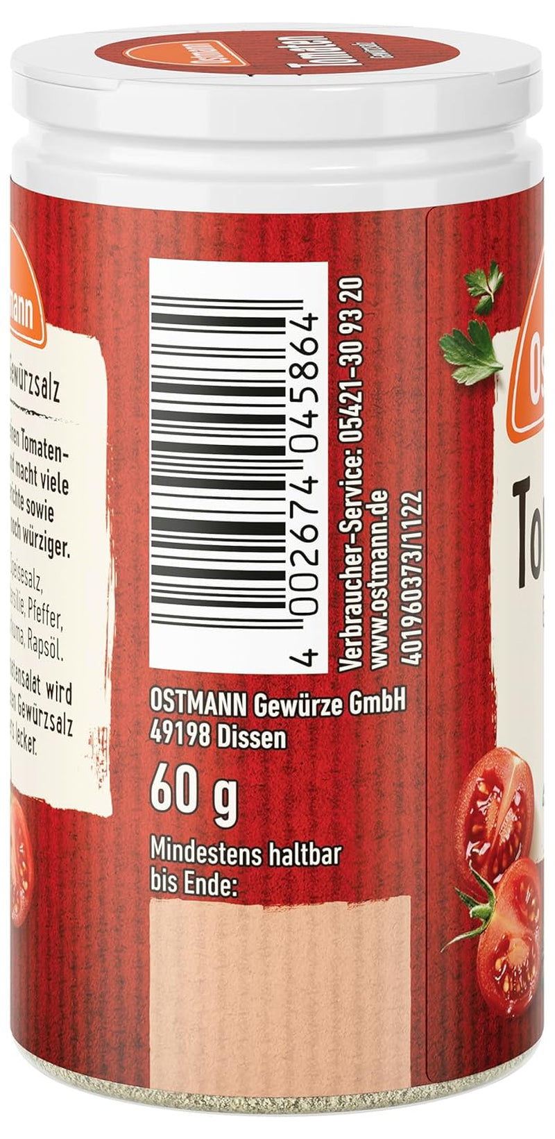 Ostmann Gewürze - Tomat Gewürzsalz | Perfekt til at krydre tomatsalat og bruschetta 60 g i Der Streudose