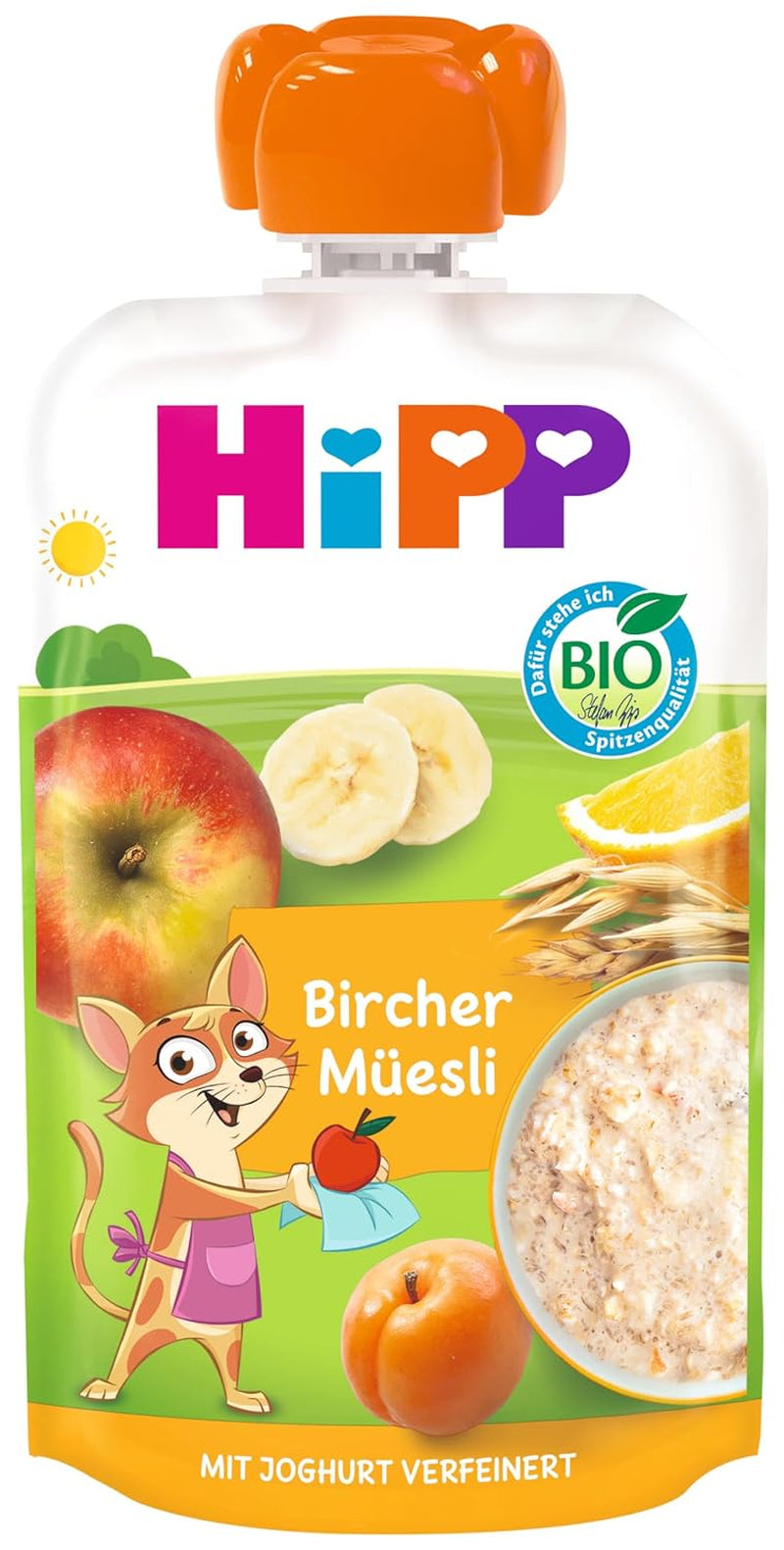 HiPP Bircher Müsli, poser, der kan presses fra 1 år (8 x 100 g)