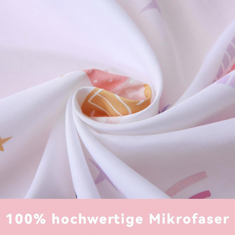 Fekohipy Bettwäsche 135X200 Mädchen Einhorn Kinderbettwäsche Rosa 3D-Druck Mikrofaser Regenbogen Kinder Bettbezug Mit Zwißwerfer Und 1 Kissenbezug 80X80Cm 2-Teilige Kinderbettwäsche-Set Naty Shop