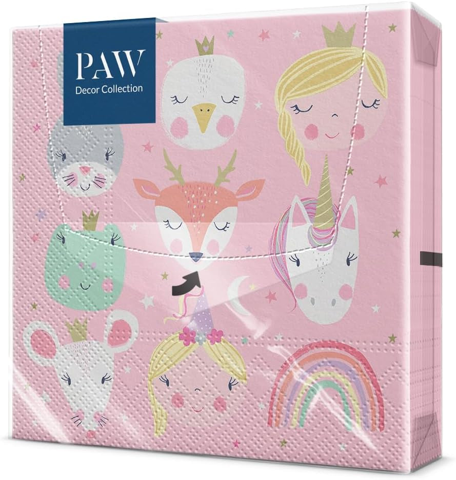 PAW - Șervețele 3 straturi (33 X 33 Cm) I 20 de bucăți I Perfect pentru petreceri, zile de naștere, sărbători I Decorațiuni de masă pentru petreceri pentru copii - Șervețele de hârtie colorate cu motiv - fotbal I minge de fotbal (pachet cu 2)