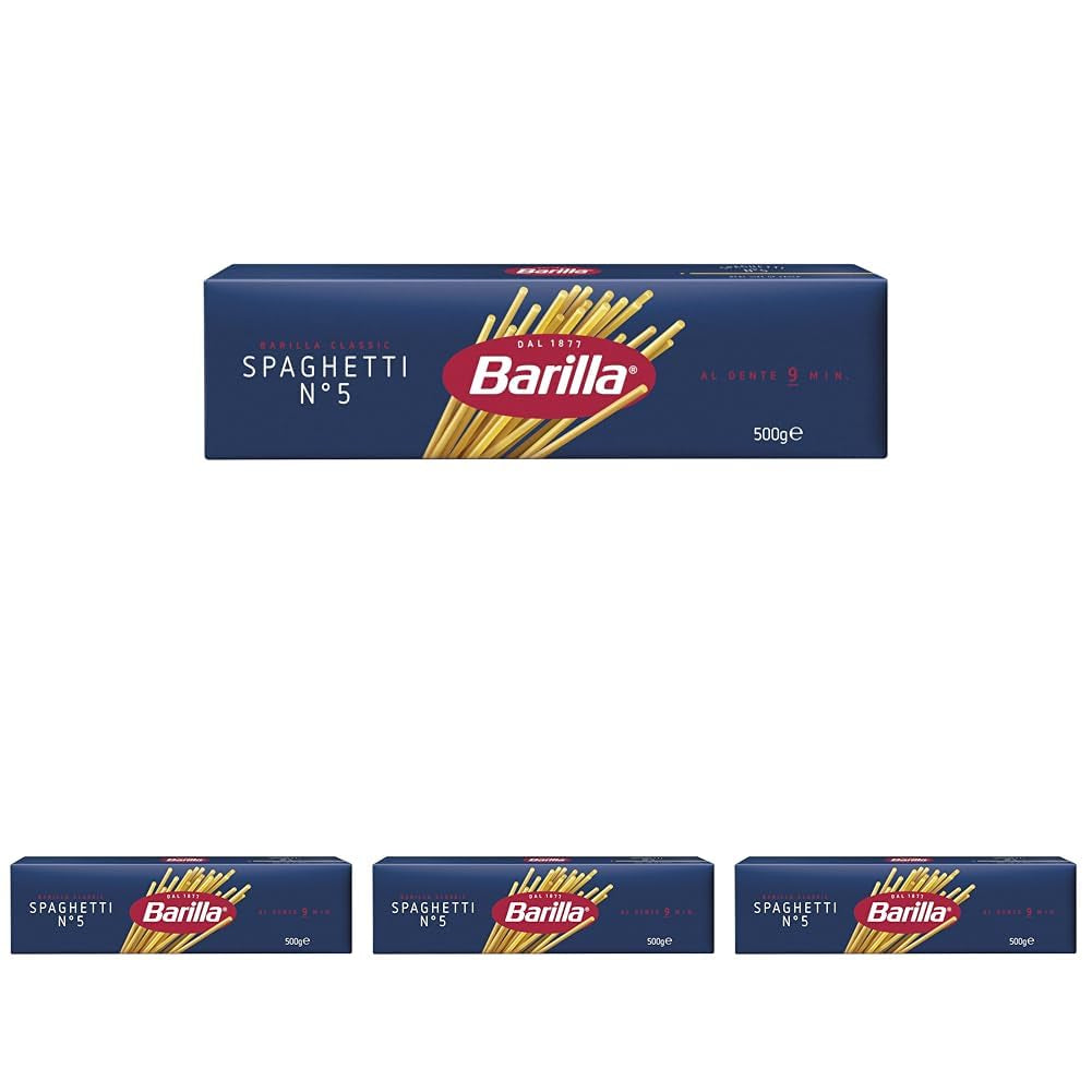 Barilla Pasta Klassische Spaghetti n.5 fra højkvalitets Hartweizen immer al dente, (1 x 500 g), geschmacklos