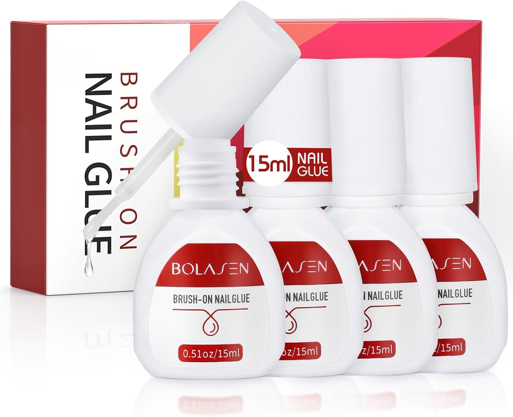 Lipici pentru unghii pentru vârfuri, BOLASEN Lipici pentru unghii extra puternic, 4 bucăți de lipici pentru unghii crăpate, Lipici pentru unghii, Lipici pentru unghii artificiale extra puternic, Lipici pentru unghii - 4 * 7 ml