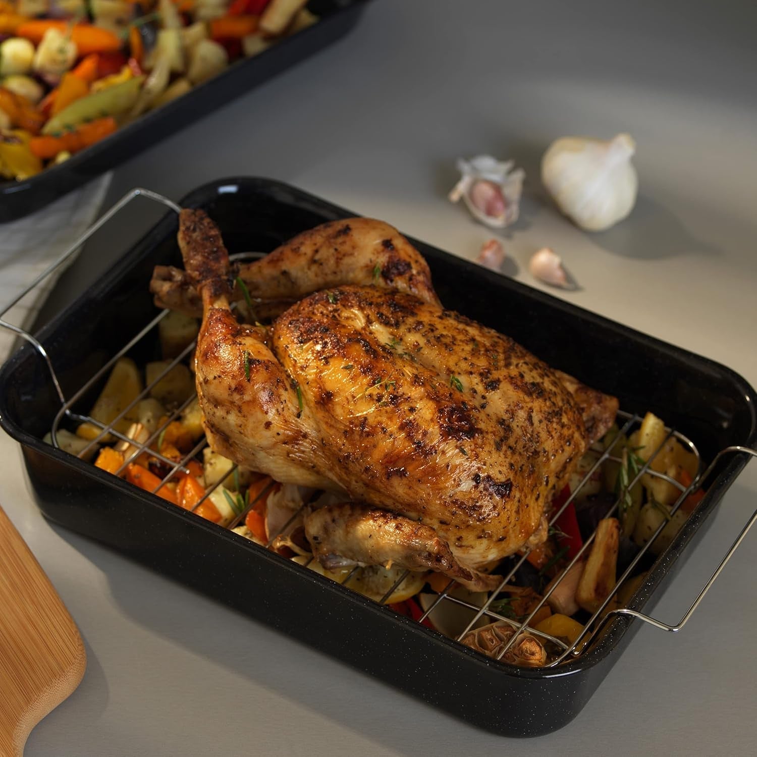 Russell Hobbs CW9161 Romano 34Cm Emalje Bräter - Mit Gitter, Rechteckige Auflaufform Mit Rost, Spülmaschinenfest Ofenform, Grill Auflaufform, Bratform Für Backofen Ofenbeständig Bis 230 Degree Forme og bakker til bagning Naty Shop