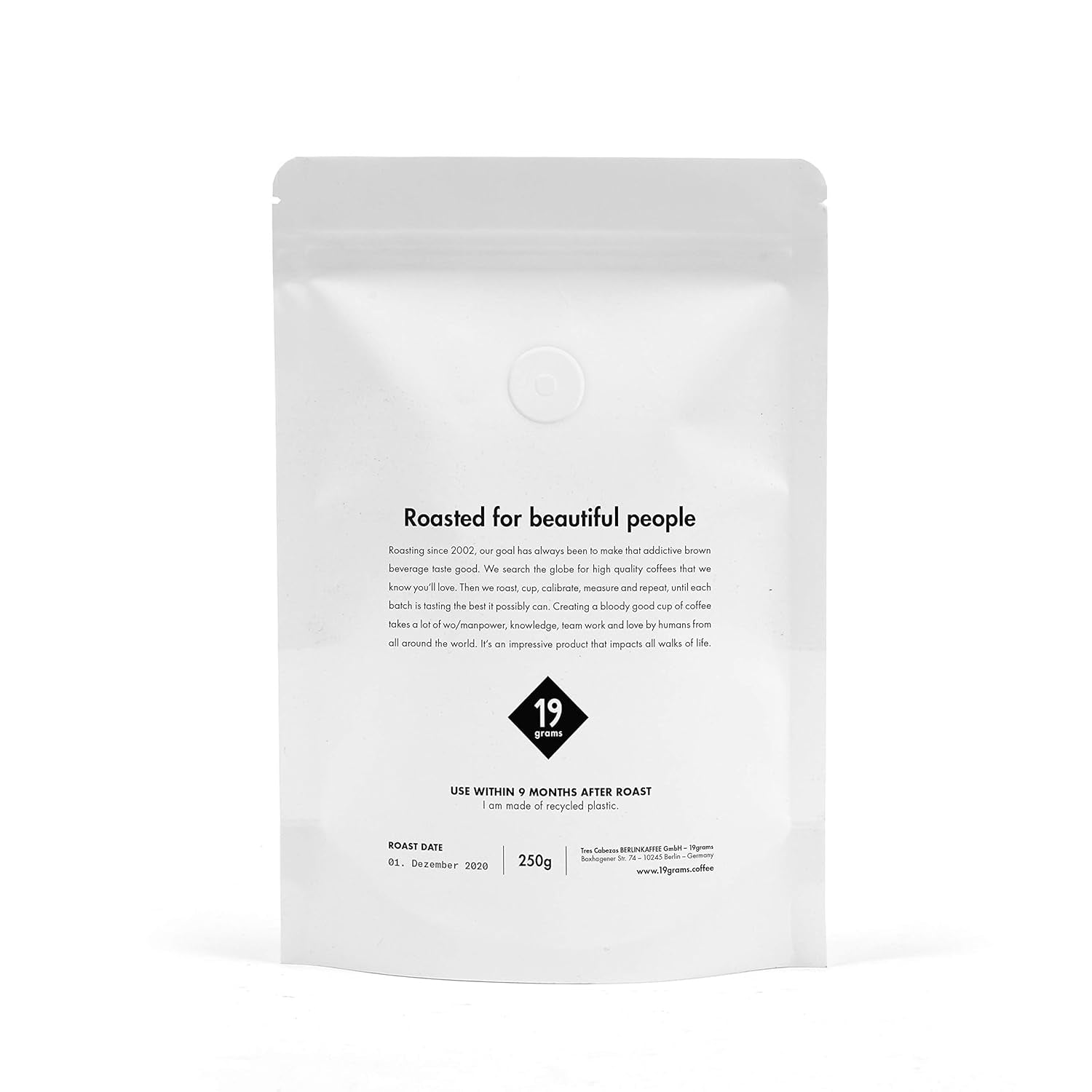Entkoffeinierter Espresso Kolumbien | 250g ganze Bohne | fair & nachhaltig | frisch geröstet | 100% Arabica Kaffeebohnen | specialty coffee | Kaffee ohne Koffein | 19grams Kaffeerösterei